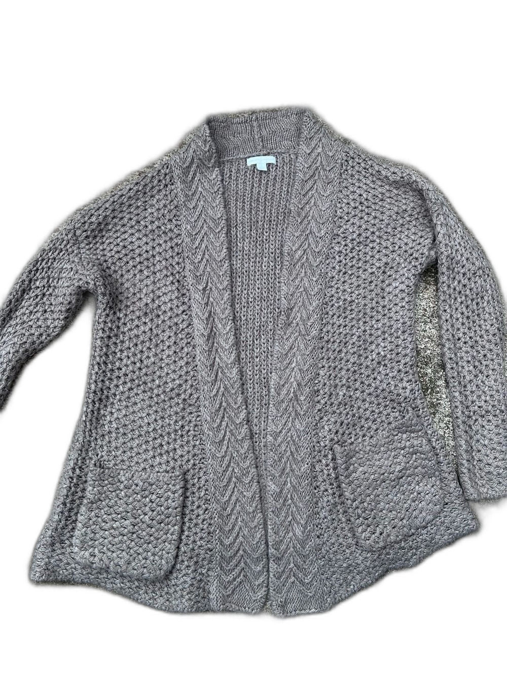 A- NY&Co Cable Knit Open Front Chunky Cardigan Sweater Oversized Size S